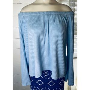 Hollister Womens Medium Off Shoulder Waffle Knit Top